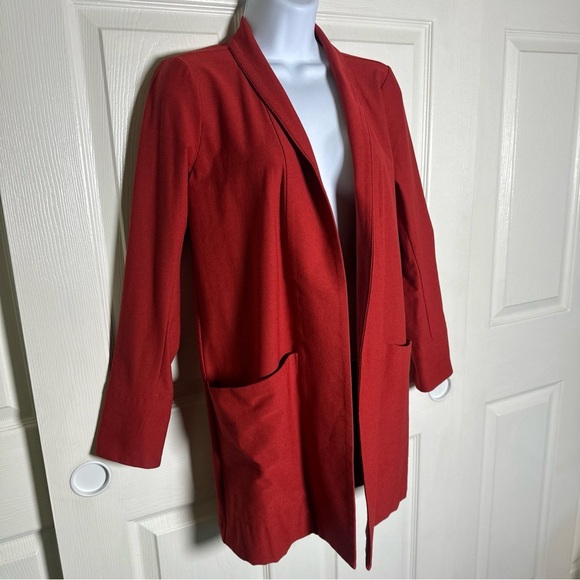 Eileen Fisher XXS Stretch Pockets Long Open Blazer Semi Structured Oversized - Picture 7 of 14